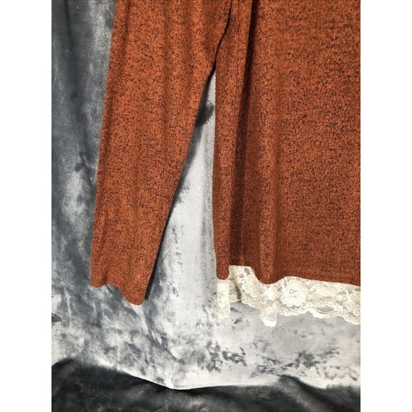 Jolt Women’s Pullover Size Small Long Sleeve Rust Color Bottom Lace Trim - Picture 3 of 10